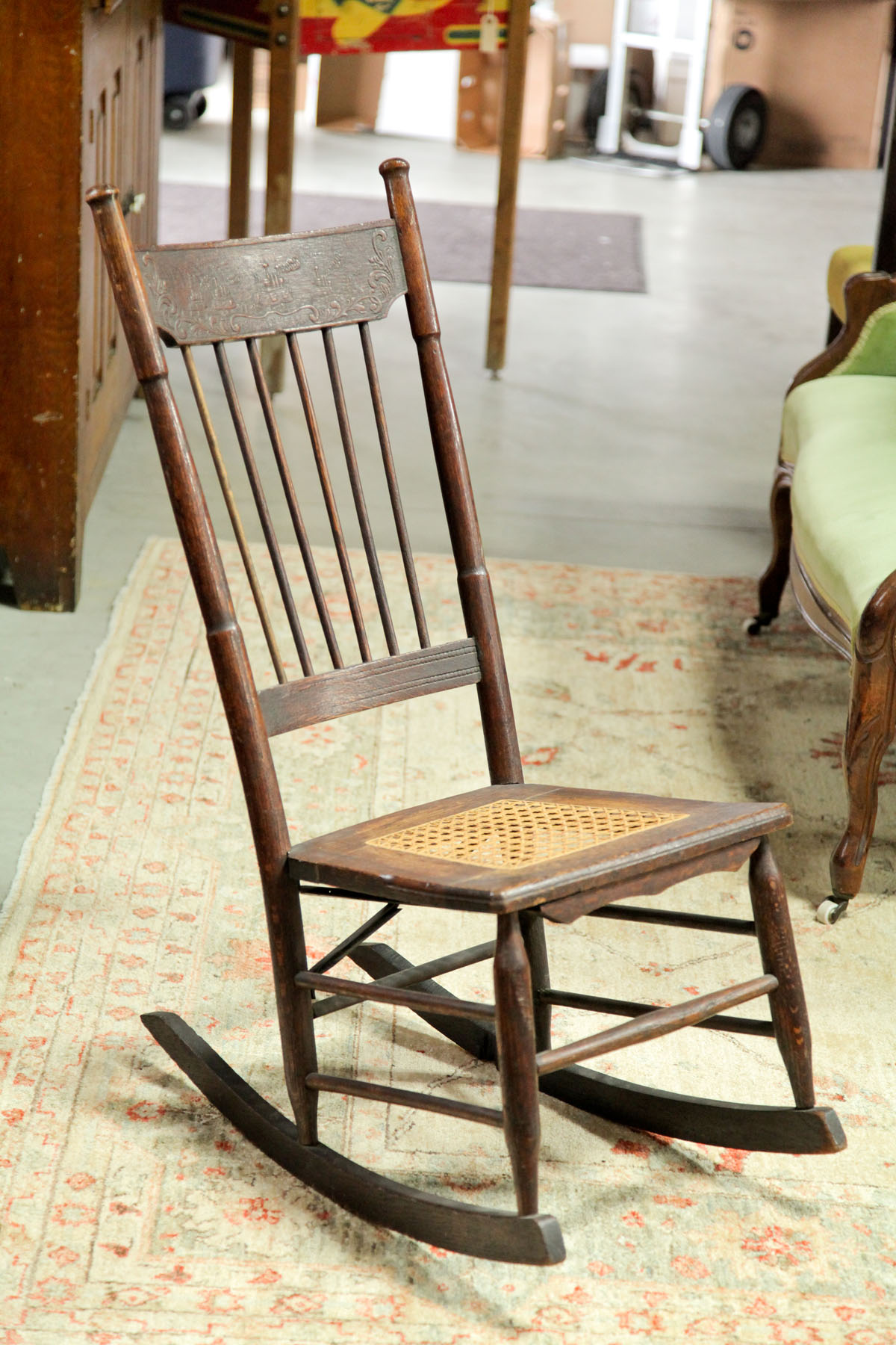 Appraisal: TWO ROCKING CHAIRS American first half th century oak A