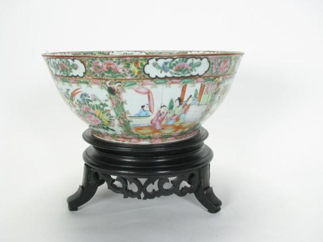 Appraisal: Japanese Rose Medallion Bowl with landscape and figural decoration carved