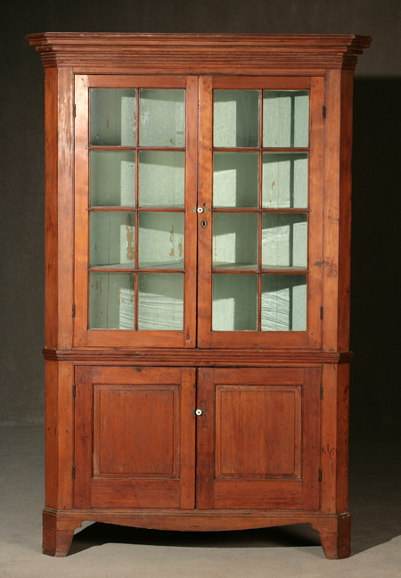 Appraisal: Chippendale Poplar Corner Cupboard Probably Pennsylvania - In two parts