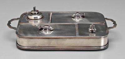 Appraisal: Silver-plated sectional tray rounded rectangular form with four sections one