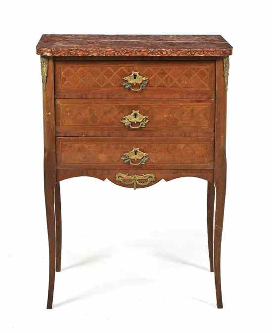 Appraisal: A Louis XVI Style Parquetry and Gilt Metal Mounted Diminutive