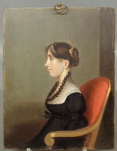 Appraisal: - Oil on board portrait of a seated young woman