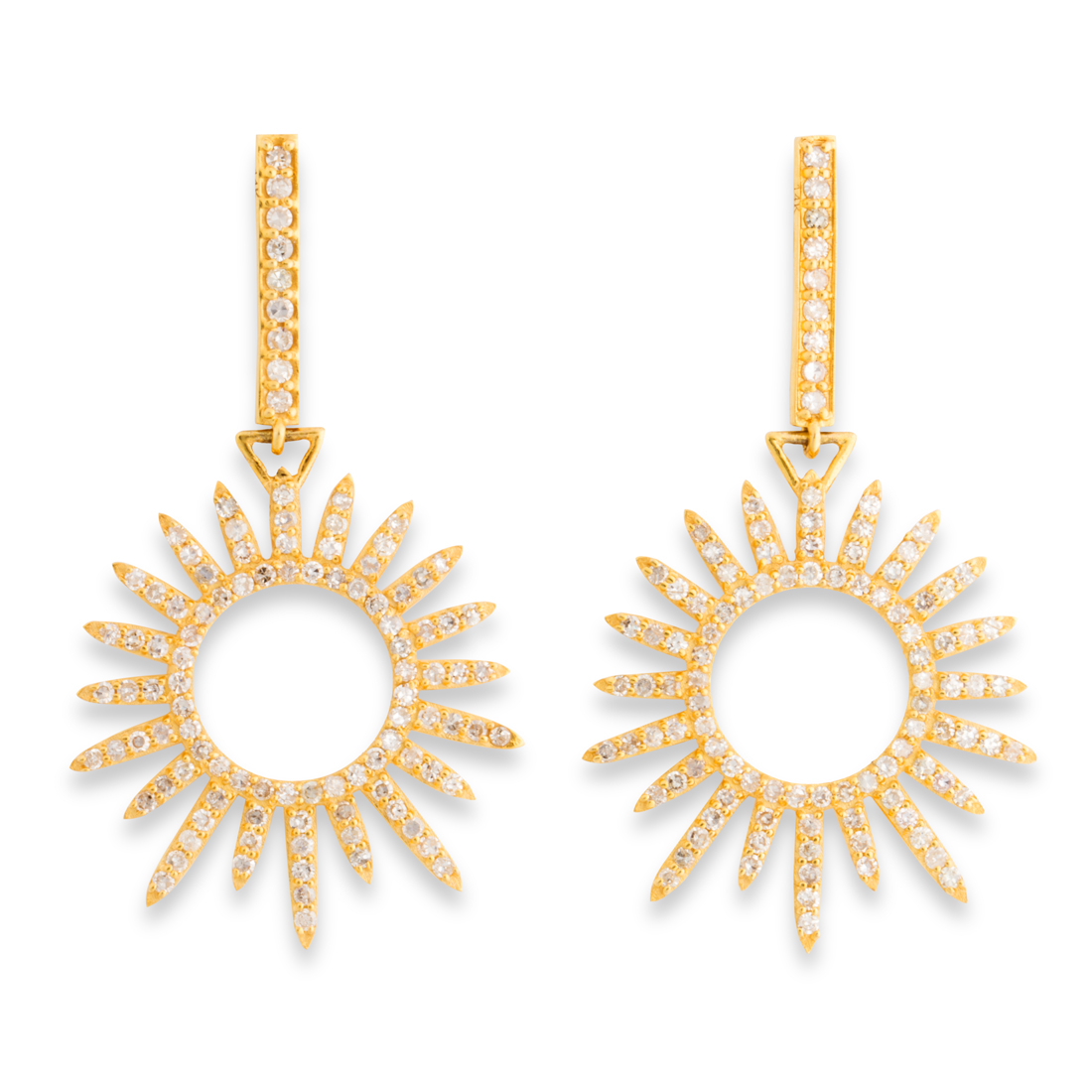 Appraisal: A PAIR OF DIAMOND AND FOURTEEN KARAT GOLD EARRINGS A