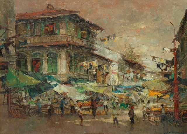 Appraisal: Choo Keng Kwang Singaporean born China Town Smith Street oil