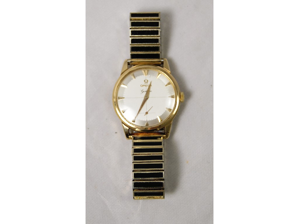 Appraisal: Gentleman's ct Omega Geneve wristwatch on gilt metal and black