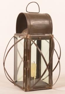 Appraisal: th Century Tin Candle Lantern Bowed X-shaped guards h