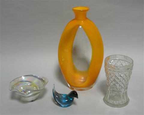 Appraisal: ECLECTIC GROUP OF GLASSWARES Comprising a large orange and clear