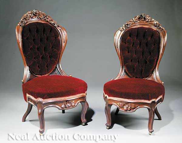 Appraisal: A Rare Pair of American Rococo Carved and Laminated Rosewood