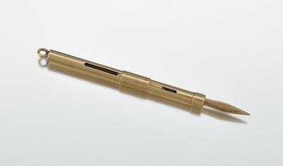 Appraisal: A K Yellow Gold Adjustable Toothpick Extending from - to