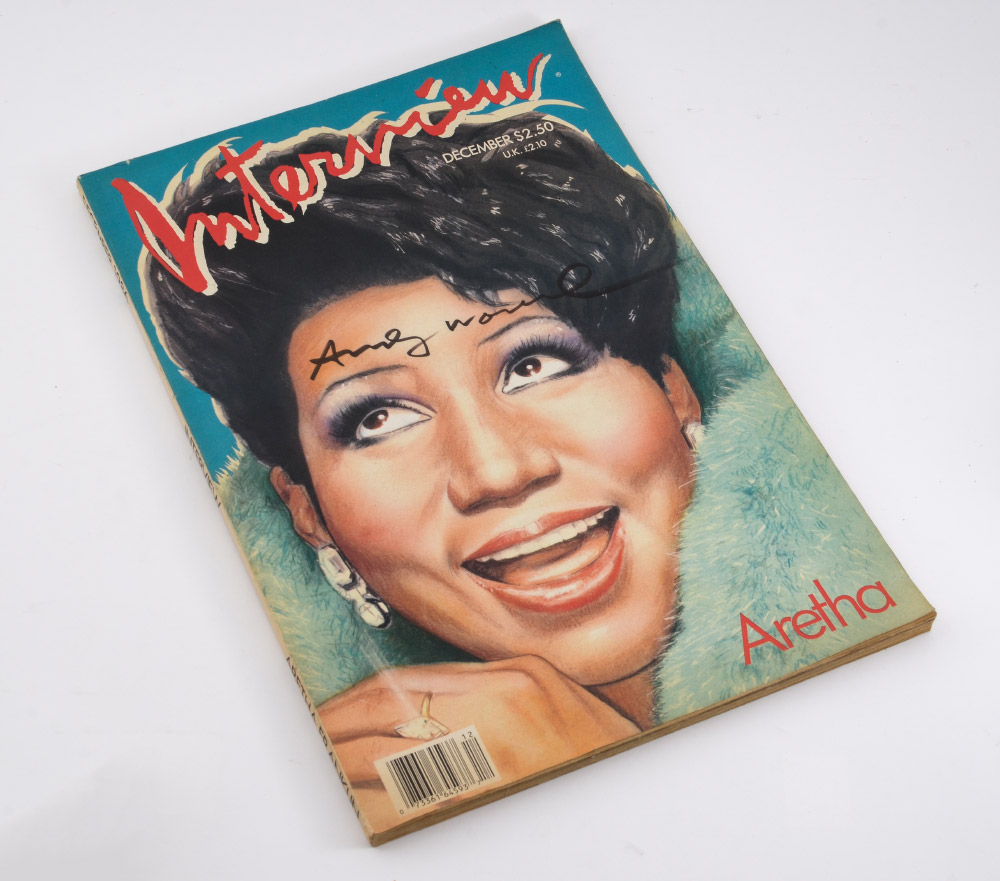 Appraisal: ANDY WARHOL AUTOGRAPHED INTERVIEW MAGAZINE Aretha Franklin on the cover