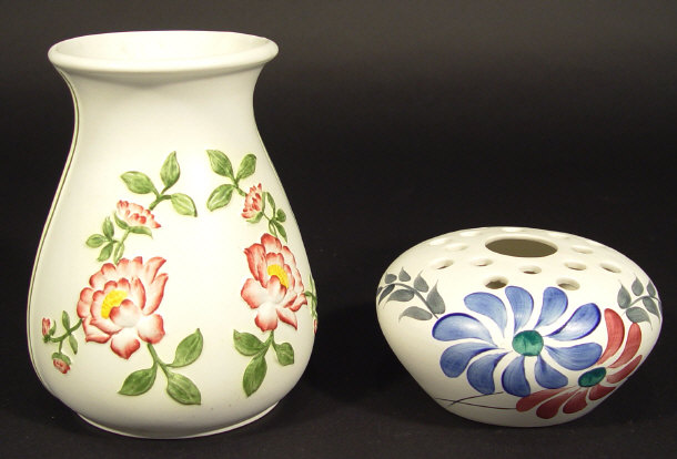 Appraisal: Radford china vase relief moulded and painted with peony flowers