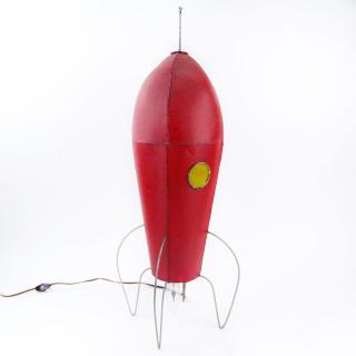 Appraisal: Daniel Sadler American - Hand Painted Rocket Form Mixed Media