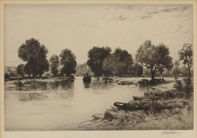 Appraisal: John Fulwood British - Three etchings showing river scenes each