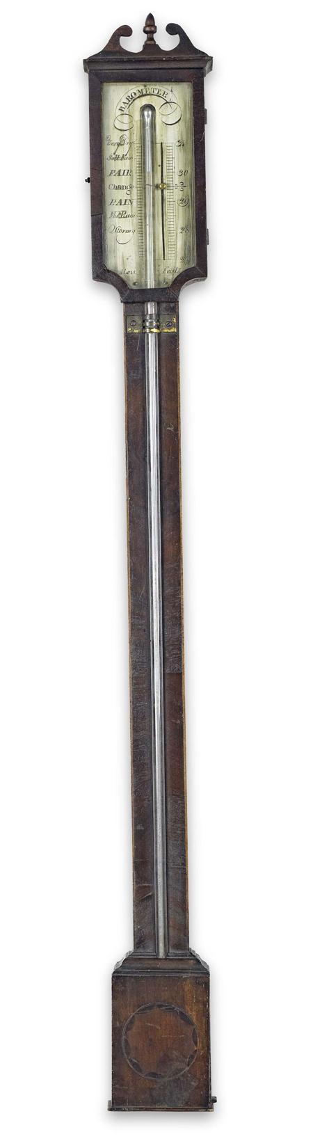 Appraisal: GEORGE IV MAHOGANY STICK BAROMETER CIRCA the silvered dial signed