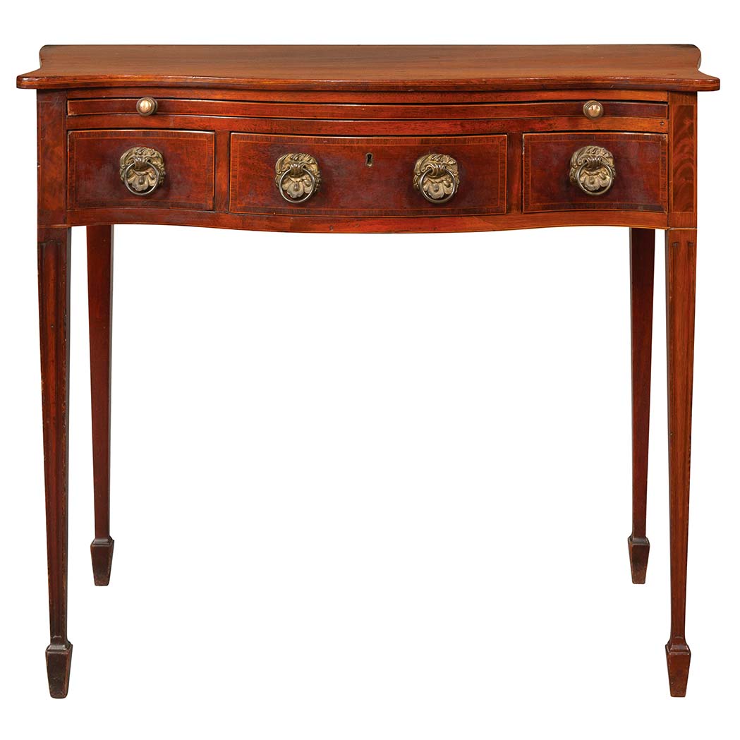 Appraisal: George III Inlaid Mahogany Serpentine Dressing Table Possibly American late