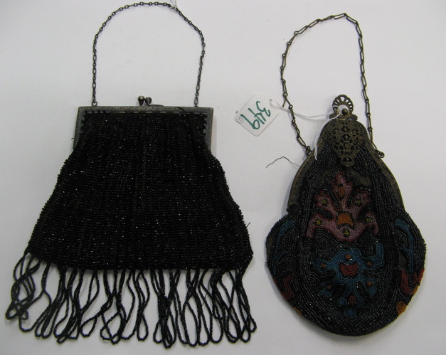 Appraisal: TWO LADY'S BEADED EVENING PURSES One having multi-colored designs on