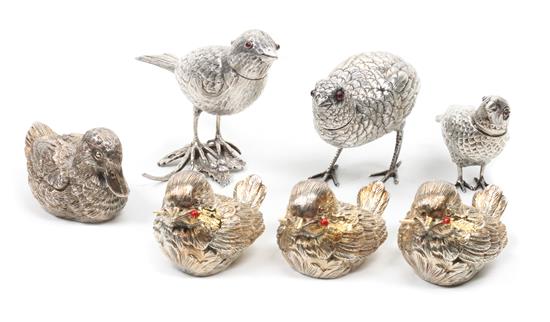 Appraisal: Sale Lot Seven Assorted Silver and Silver Plated Bird Figurines