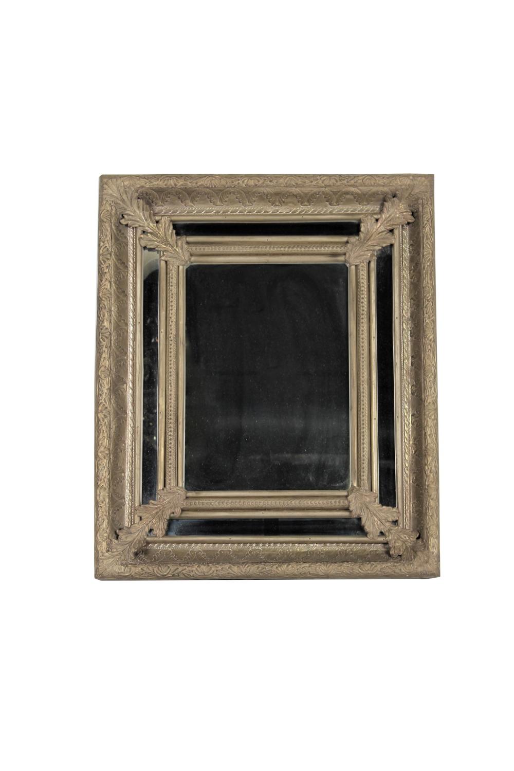 Appraisal: FRENCH REPOUSSE METAL RECTANGULAR MIRROR x inches Condition