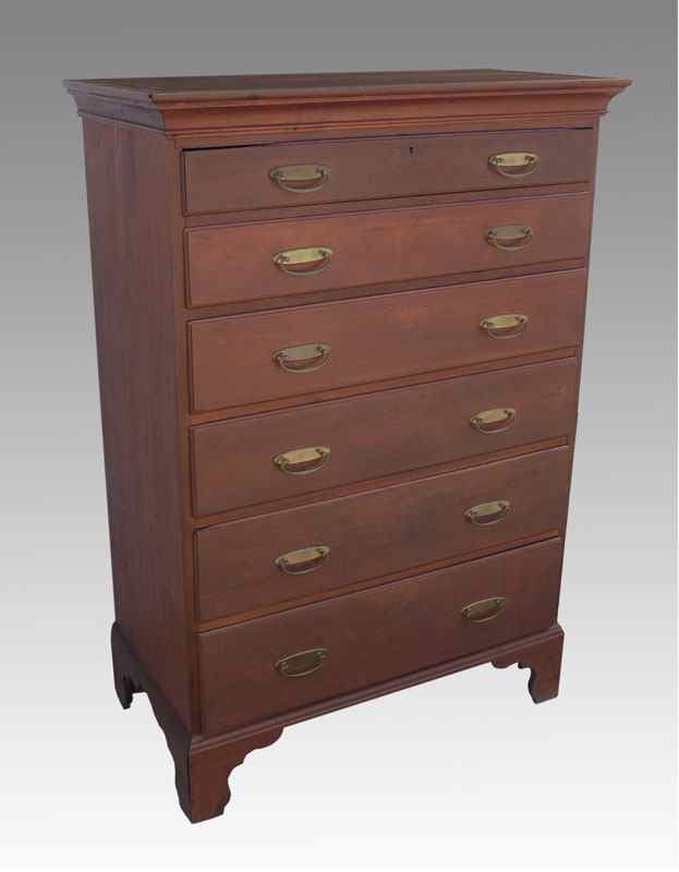 Appraisal: NEW ENGLAND PERIOD CHIPPENDALE CHEST Molded top over graduating six