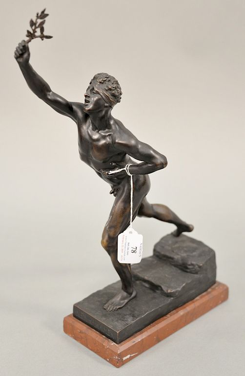 Appraisal: Max Kruse - figural bronze Nenikikamen We have won base