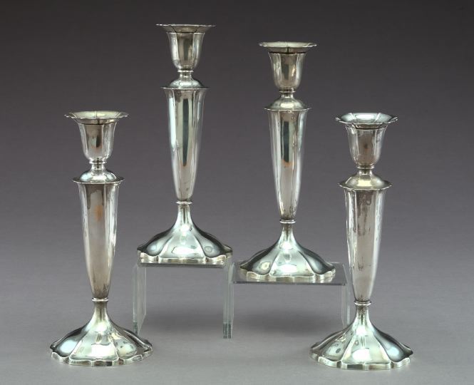 Appraisal: Suite of Four Watson Company Weighted Sterling Silver Candlesticks first