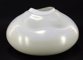 Appraisal: LARGE Sgd Steuben Aurene Free Form Squat Vase UNITED STATES