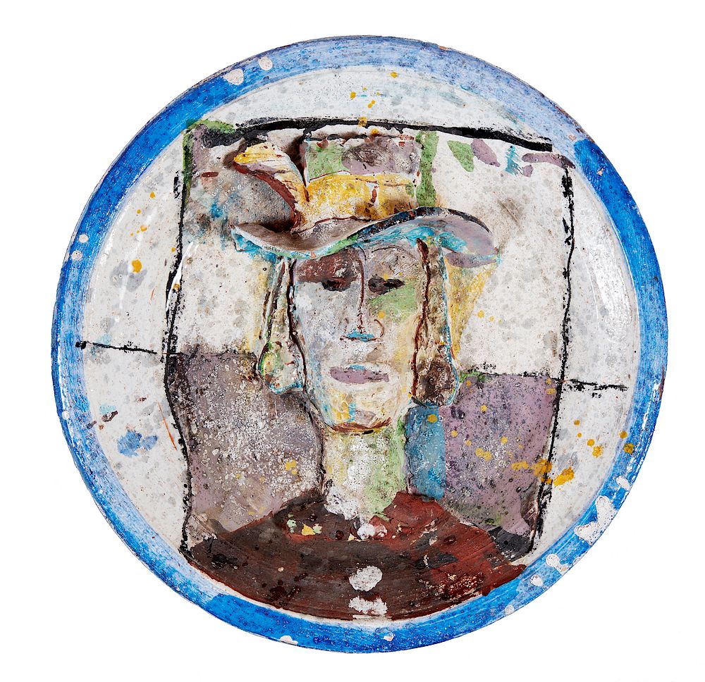 Appraisal: Ceramic Portrait Bowl Peter Vanden Berge b Polychrome glazed ceramic