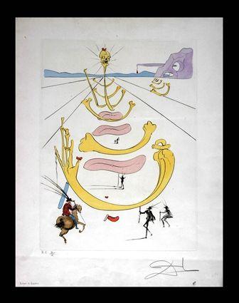 Appraisal: SALVADOR DALI - HOMAGE TO QUEVADO Etching in colors x