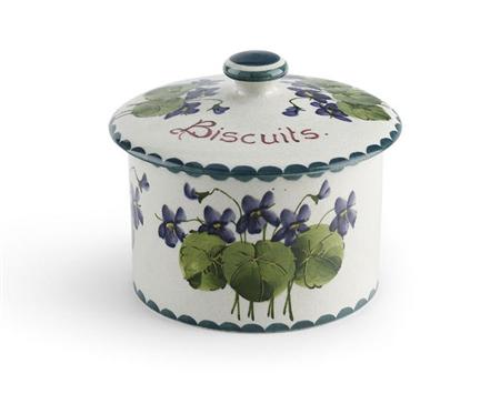 Appraisal: WEMYSS BISCUIT BARREL COVER EARLY TH CENTURY decorated with violets