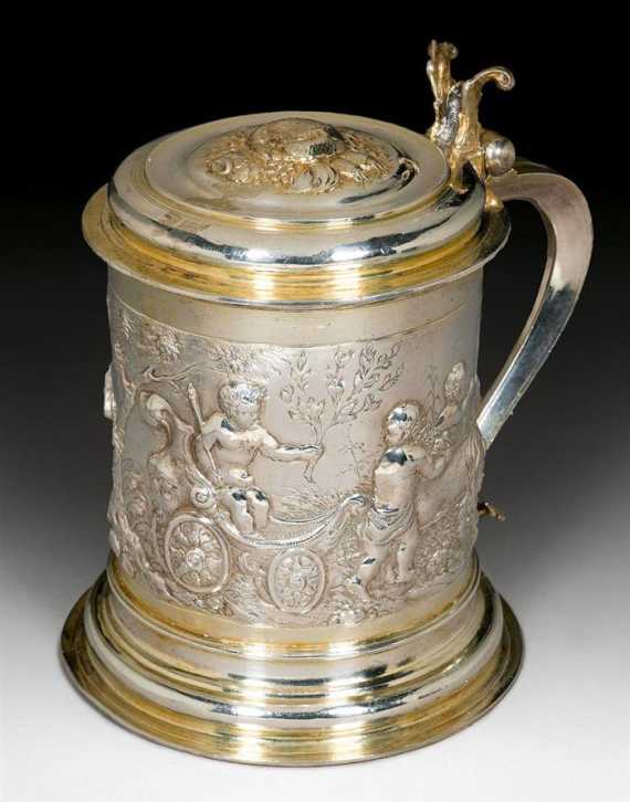 Appraisal: TANKARD WITH LID Germany circa Parcel gilt Chased and embossed