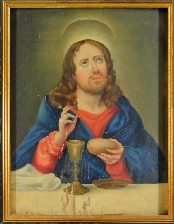 Appraisal: C EUROPEAN PRE RAPHAELITE CHRIST ICON PAINTING Europe th CenturyDepicting