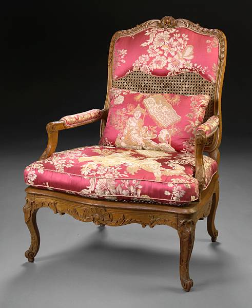 Appraisal: A carved Louis XV beechwood fauteuil la reine mid th