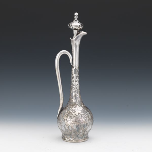 Appraisal: ALVIN STERLING SILVER OVERLAY DECANTER x Glass ewer or decanter