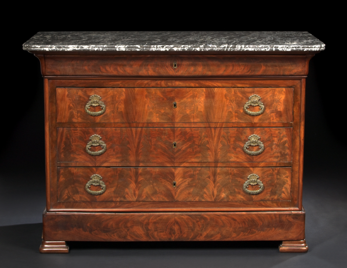 Appraisal: Louis-Philippe Mahogany and Marble-Top Commode second quarter th century the