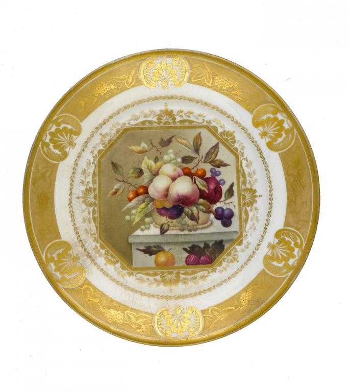 Appraisal: A DERBY PLATE painted by Thomas Steel with a basket