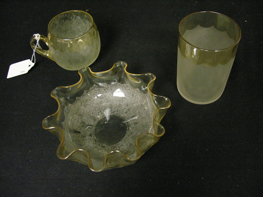 Appraisal: POMONA GLASS PIECES ART GLASS Pomona glass New England Glass