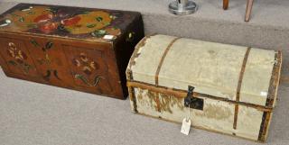 Appraisal: Two lift top chests including dome lift top chest having