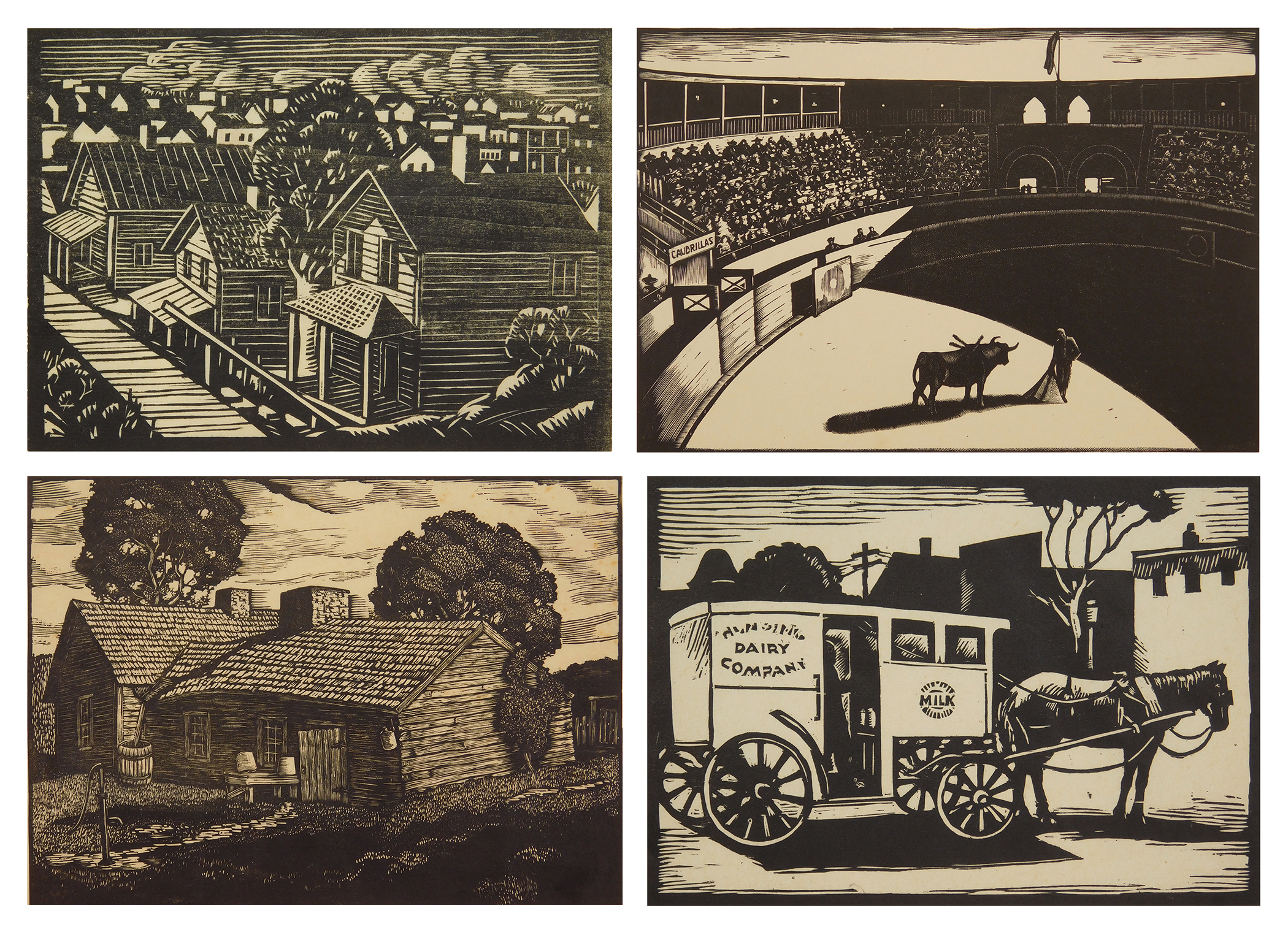 Appraisal: Fred Geary - Houses in Kansas City- woodcut bears a