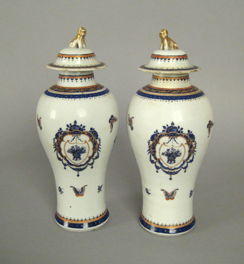 Appraisal: Pair of Chinese export porcelain covered vases ca with blue