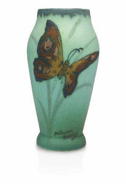 Appraisal: An Almeric Walter glazed earthenware butterfly vase after signed AWALTER