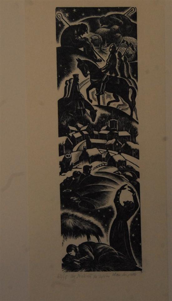 Appraisal: Clare Leighton Woodcut The Nativity on japan paper Pencil signed