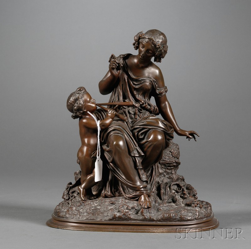 Appraisal: Classical Bronze Model of a Young Lady with Pan at