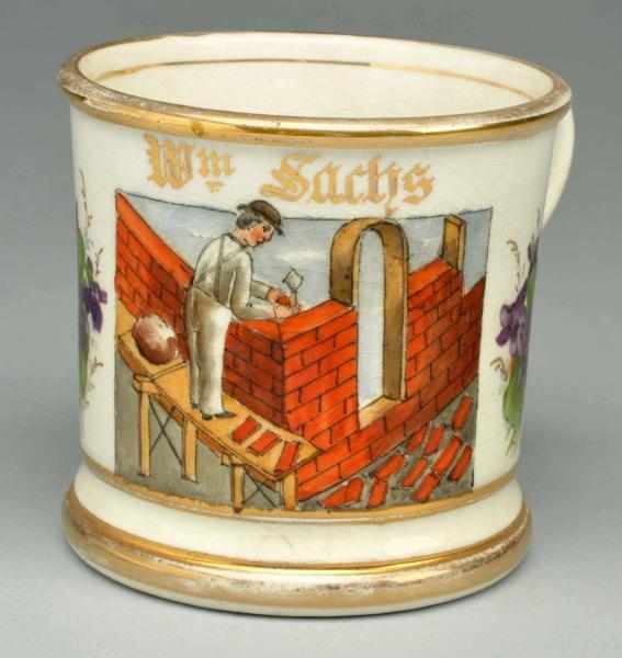 Appraisal: Mason Shaving Mug Gilded Wm Sachs Anghora Pottery stamp under