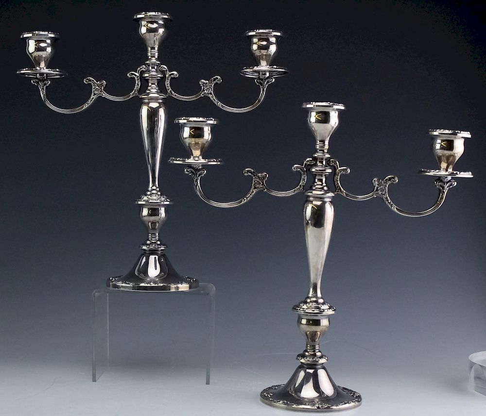 Appraisal: Pair GORHAM Sterling Silver Light Candlesticks Pair of signed Gorham