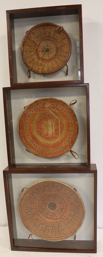 Appraisal: Framed And Handmade Baskets Actual baskets range in sizes from