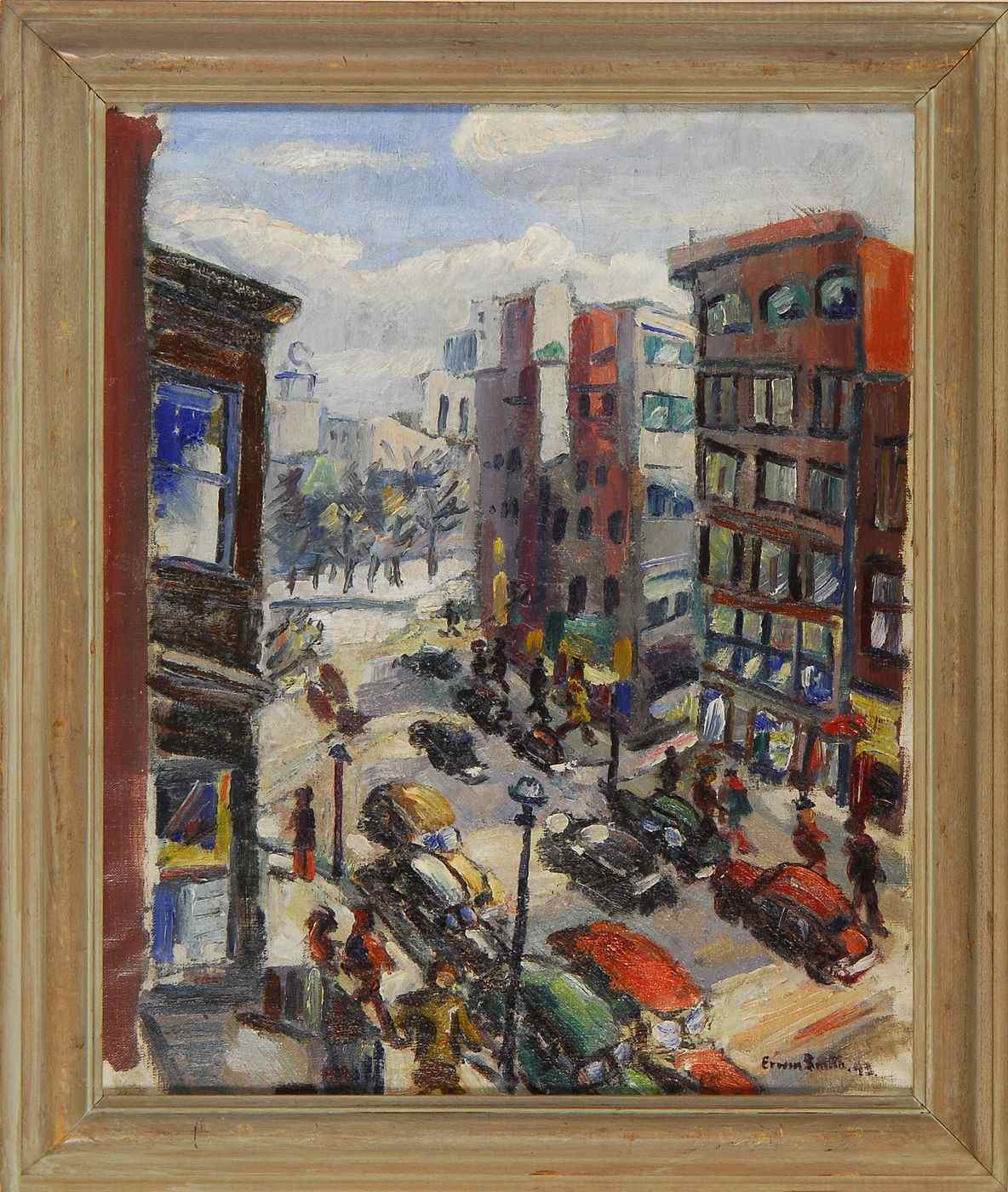 Appraisal: ERWIN SMITHAmerican th Century s city landscape possibly Manhattan Depicts