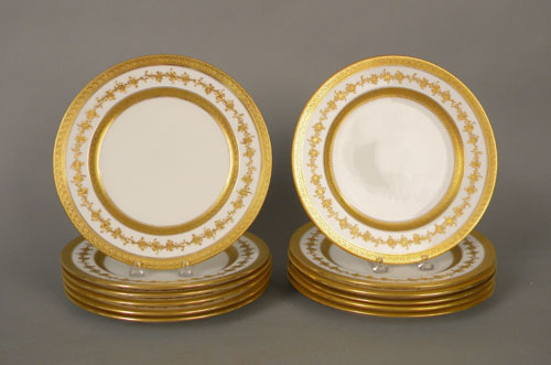 Appraisal: Set of twelve Coalport gilded plates retailed by Tiffany Co