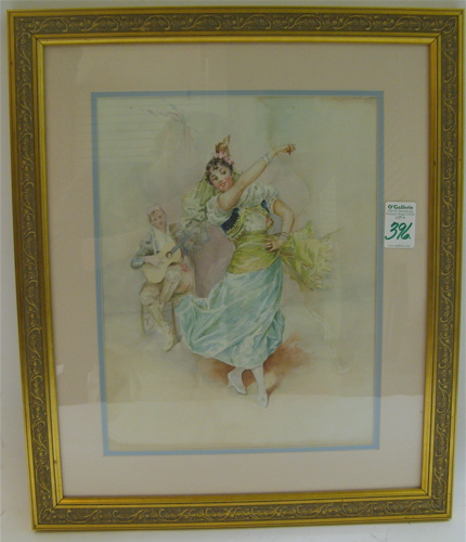 Appraisal: ITALIAN SCHOOL watercolor on paper th century dancing girl with