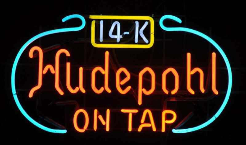 Appraisal: Hudepohl K On Tap Neon Sign Description s Orange blue