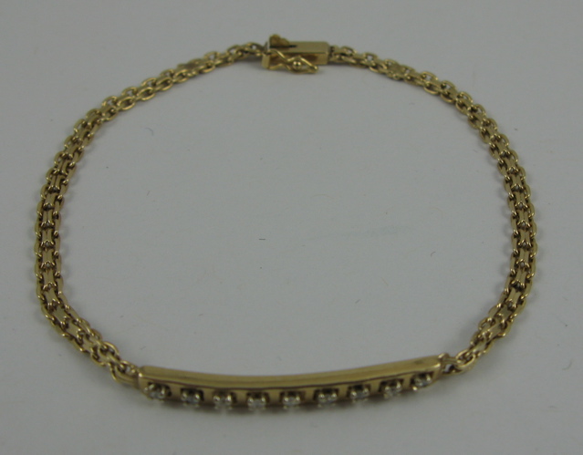 Appraisal: DIAMOND AND K GOLD CHAIN BRACELET in length and set